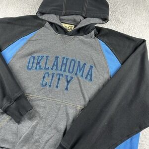Vintage Oklahoma City Hoodie Mens 3x Gray‎ Blue Color Block Embroidered  Coast